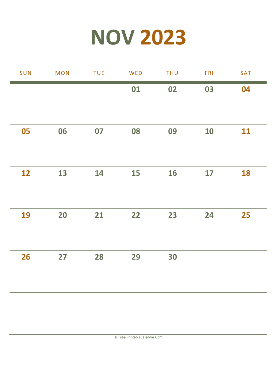 November 2023 Printable Calendar