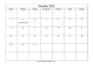 october 2023 calendar printable holidays
