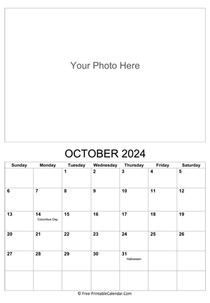 october 2024 photo calendar