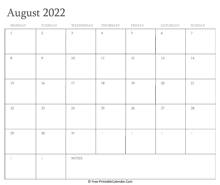 printable august calendar 2022 holidays