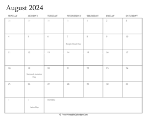 printable august calendar 2024 holidays