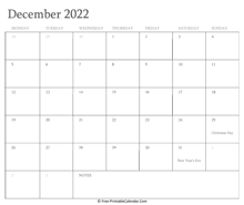 printable december calendar 2022 holidays
