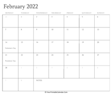 printable february calendar 2022 holidays