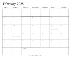 printable february calendar 2025 holidays