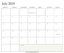 printable july calendar 2019