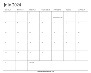 printable july calendar 2024 holidays