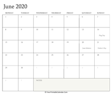 printable june calendar 2020