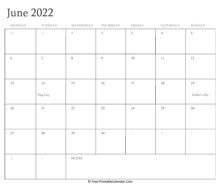 printable june calendar 2022 holidays