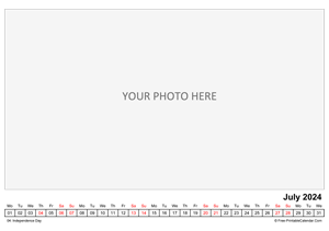 printable monthly photo calendar july 2024