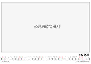 printable monthly photo calendar may 2022