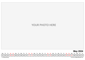printable monthly photo calendar may 2024