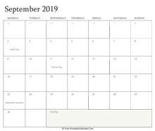 printable september calendar 2019